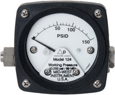 Mid-West Differential Pressure Gauge and Switch, Model 124 Piston Type